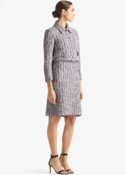 Clearance St. John Broken Check Slub Knit Jacket Periwinkle Multi