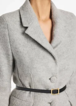 Outlet St. John Brushed Wool and Mohair Jacket Light Heather Gray