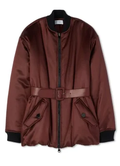 New St. John Chintz Satin Bomber Jacket Rosewood