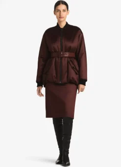 New St. John Chintz Satin Bomber Jacket Rosewood