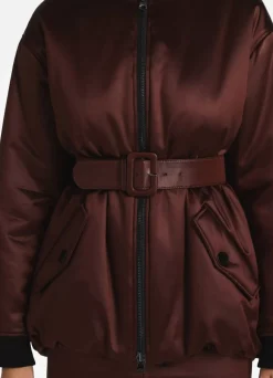 New St. John Chintz Satin Bomber Jacket Rosewood