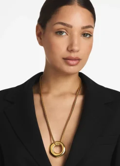 Sale St. John Christina Caruso Circle Pendant Necklace Gold