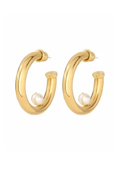 St. John Christina Caruso Hoop Earring with Pearl Gold