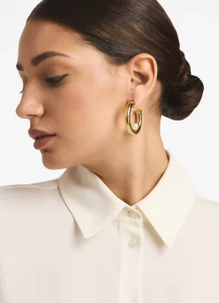 St. John Christina Caruso Hoop Earring with Pearl Gold