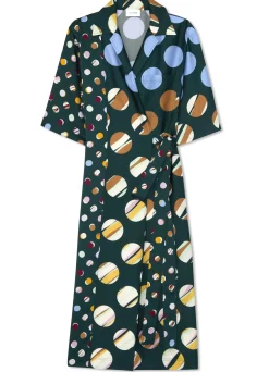Discount St. John Collage Dot Belted Wrap Dress Spruce Multi