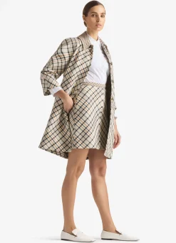 Hot St. John Double Face Check Jacket Stone Multi