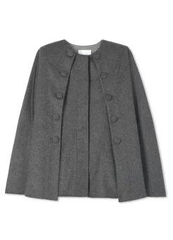Outlet St. John Double Face Wool and Cashmere Blend Cape Jacket Dark Heather Gray/Light Heather Gray