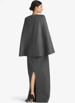 Outlet St. John Double Face Wool and Cashmere Blend Cape Jacket Dark Heather Gray/Light Heather Gray