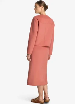 Discount St. John Doubleface Wool and Cashmere Blend Skirt Rouge