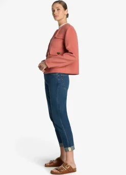 Sale St. John Doubleface Wool and Cashmere Blend Short Jacket Rouge