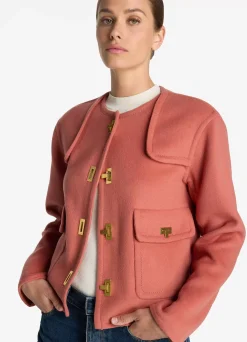 Sale St. John Doubleface Wool and Cashmere Blend Short Jacket Rouge