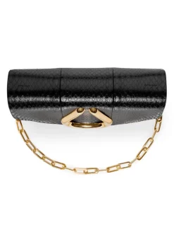 Best St. John Elaphe Water Snake Small Handbag Black