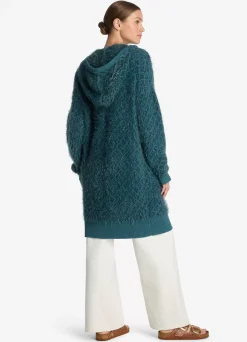 Best St. John Eyelash Diamond Knit Long Cardigan Prussian Blue