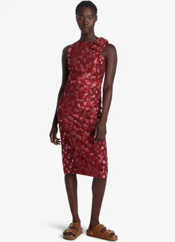 Best St. John Geo Botanical Jacquard Dress Cranberry Multi