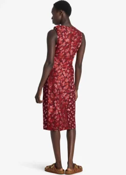 Best St. John Geo Botanical Jacquard Dress Cranberry Multi