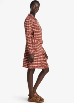 Discount St. John Geo Jacquard Jacket Cranberry/Brick Multi