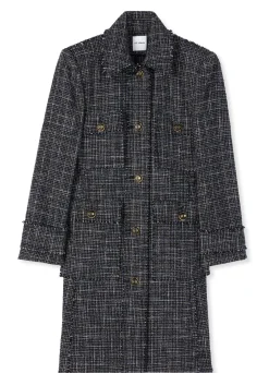 Clearance St. John Graphic Check Tweed Topper Navy/Moss/Ecru