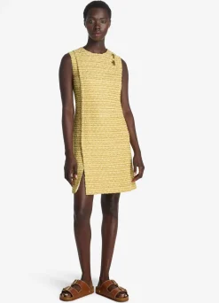 Hot St. John Iconic Textured Tweed Dress Golden Yellow Multi