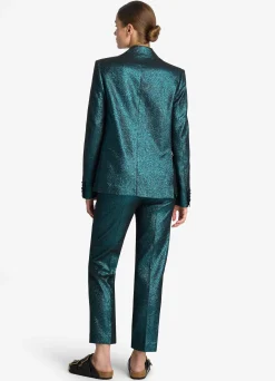 Discount St. John Italian Lightweight Stretch Lurex Jacket Dark Teal/Black Multi