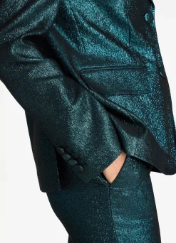 Discount St. John Italian Lightweight Stretch Lurex Jacket Dark Teal/Black Multi