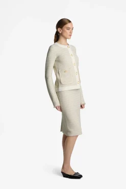 Outlet St. John Knit Pencil Skirt Ecru