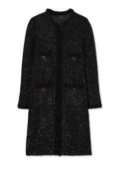 Outlet St. John Knitted Stretch Sequin Long Jacket Black