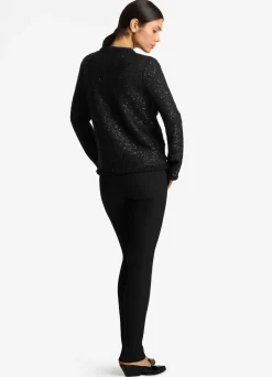 St. John Knitted Stretch Sequin Short Jacket Black