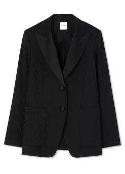 Best St. John Leopard Print Wool Jacquard Jacket Black