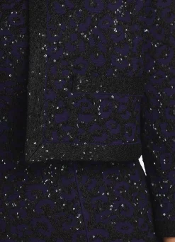 Clearance St. John Leopard Sequin Knit Short Jacket Purple