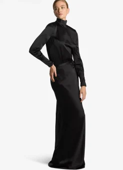 Best St. John Lightweight Satin Turtleneck Top Black