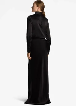 Best St. John Lightweight Satin Turtleneck Top Black
