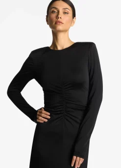 Sale St. John Liquid Jersey Long Sleeve Gown Black