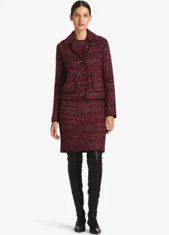 St. John Lurex Bouclette Tweed Jacket Crimson/Black Multi