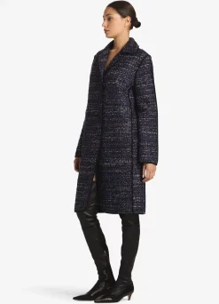 New St. John Lurex Bouclette Tweed Long Jacket Purple/Black Multi