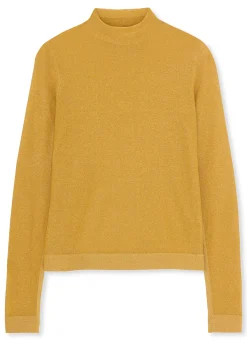 St. John Lurex Jersey Knit Turtleneck Sunflower