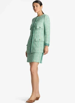 Online St. John Lurex Slub Tweed Jacket Jade Multi