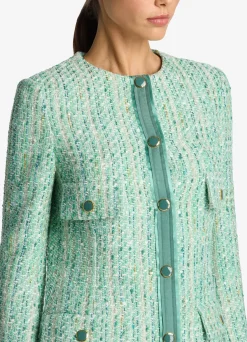 Online St. John Lurex Slub Tweed Jacket Jade Multi