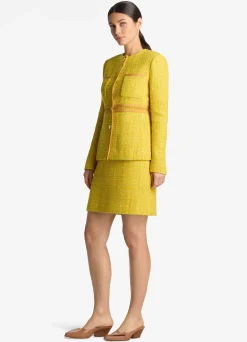 Clearance St. John Lurex Tweed and Organza Jacket Sunflower Multi