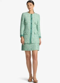 New St. John Lurex Tweed Short Skirt Jade Multi