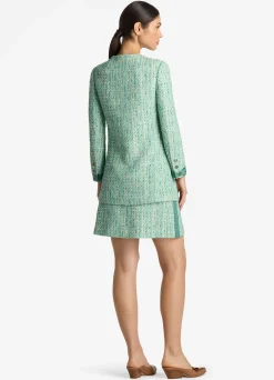 New St. John Lurex Tweed Short Skirt Jade Multi