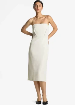 Outlet St. John Mesh Sequin Strapless Dress Ivory