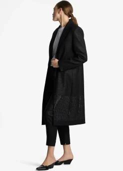 St. John Metallic Twill Long Jacket Silver/Sunflower Multi