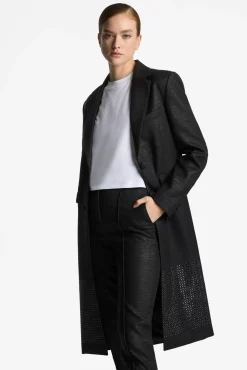 St. John Metallic Twill Long Jacket Silver/Sunflower Multi