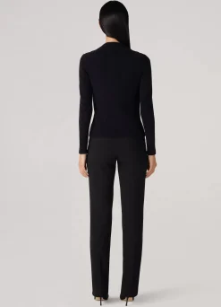 Clearance St. John Michelle Stretch Crepe Suiting Pant With Pockets Black