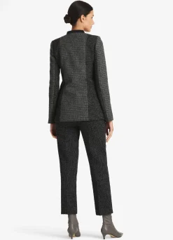 Best St. John Micro Pattern Tweed Patched Jacket Dark Heather Gray/Ecru/Black Multi