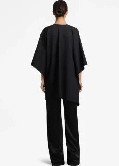 Outlet St. John Milano Knit and Leather Wrap Black