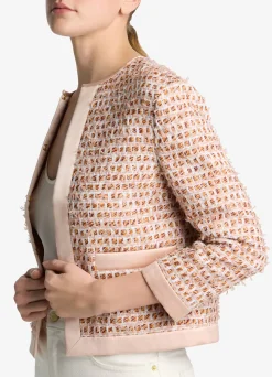 Discount St. John Mixed Media Jacket Blossom/Dark Claret Multi