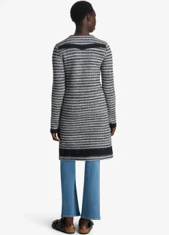 New St. John Mixed Stretch Knit Topper Black/Ivory Multi