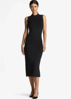 St. John Mock Collar Dress Black