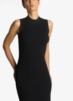 St. John Mock Collar Dress Black